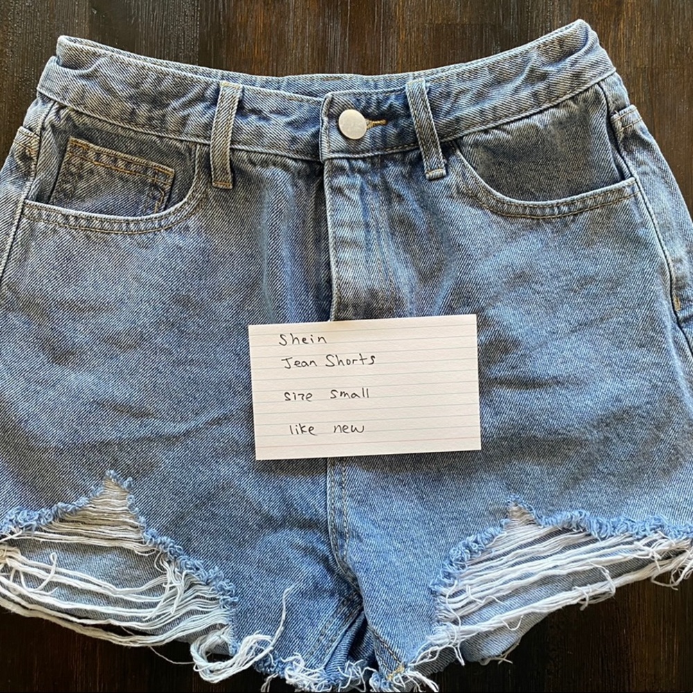 shein jean denim shorts distressed light wash